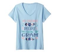 Donna My Favorite People Call Me Gram Cute Floral Festa della Mamma Maglietta con Collo a V