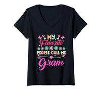 Donna My Favorite People Call Me Gram Funny Festa della mamma Maglietta con Collo a V