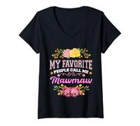 Donna My Favorite People Call Me Mawmaw Funny Floral Festa della mamma Maglietta con Collo a V