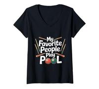 Donna My Favorite People Play Pool Barra del Biliardo - Maglietta con Collo a V