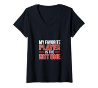 Donna My Favorite Player Is The Hot One Sports Fan Football --- Maglietta con Collo a V