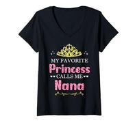 Donna My Favorite Princess Calls Me Nana Madre Nonna Divertente Maglietta con Collo a V