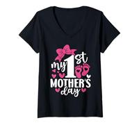 Donna My First Mother's Day For New Mom Women First Mother's Day Maglietta con Collo a V