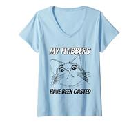 Donna My Flabbers Have Been Gasted | Funny Surprised Cat Meme Tee Maglietta con Collo a V