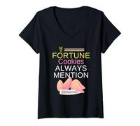 Donna My Fortune Cookies Always Mention Drawing Retro Vintage Art Maglietta con Collo a V