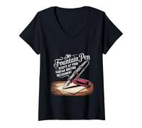 Donna My Fountain Pen Scoffs at Your Cheap Pen - Maglietta con Collo a V