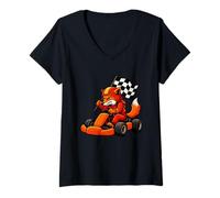 Donna My Fox Drives Better Than You, Divertente Grafica per Kart da Corsa Maglietta con Collo a V