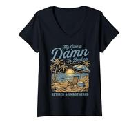 Donna My Give A Damn Is Broken Funny Retirement Beach Maglietta con Collo a V