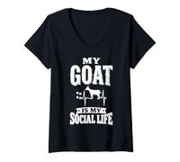 Donna My Goat Is My Social Life Maglietta con Collo a V