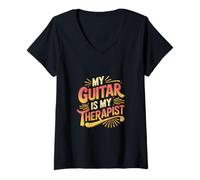 Donna My Guitar Is My Therapist Musicista acustico |--- Maglietta con Collo a V