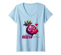 Donna My Heart Beets Only for You Cute Beet Pun Maglietta con Collo a V