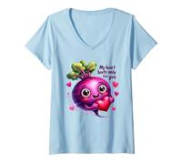 Donna My Heart Beets Only for You Cute Beet Pun Maglietta con Collo a V