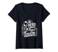 Donna My-Hero è Ora Il Mio Angelo Glioblastoma Multiforme Consapevolezza Maglietta con Collo a V