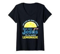 Donna My Jesus Makes Lemonade - Simpatica Maglietta al Limone Christian Faith Maglietta con Collo a V