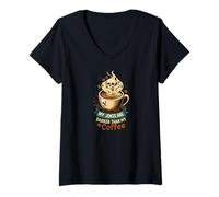 Donna My Jokes Are Darker Than My Coffee Skull Steam Maglietta con Collo a V