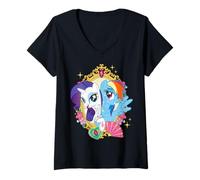 Donna My Little Pony: Friendship Is Magic Rarity And Rainbow Dash Maglietta con Collo a V