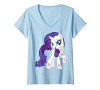 Donna My Little Pony: Friendship Is Magic Rarity Floral Art Work Maglietta con Collo a V