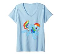 Donna My Little Pony: Friendship Is Magic Smiling Rainbow Dash Maglietta con Collo a V