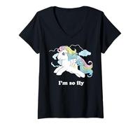 Donna My Little Pony I'm So Fly Rainbow Mane Ponie Flys in Clouds Maglietta con Collo a V