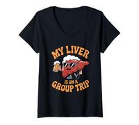 Donna My Liver Is On A Group Trip Beer Lover October Festival Maglietta con Collo a V