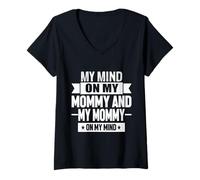 Donna My Mind On Mommy Genitori Regalo Festa della Mamma Graphic Design Art Maglietta con Collo a V