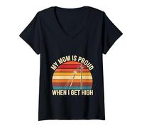 Donna My Mom Is Proud When I Get High Pole Vault Track |-- Maglietta con Collo a V