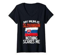 Donna My Mum Is Slovakian Nothing Spaventes Me Funny Mum Maglietta con Collo a V
