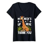 Donna My Neck's Up Here Thank You Giraffe Maglietta con Collo a V