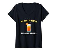 Donna My Nest Is Empty My Drink Is Full, Divertente Regalo Vuoto Maglietta con Collo a V