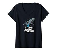 Donna My Other Ride Is A Starship Funny Sci-Fi Space Design Maglietta con Collo a V