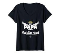 Donna My Papa Is My Guardian Angel He Watches Over Me in Memory Maglietta con Collo a V