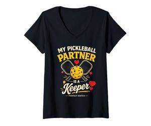 Donna My Pickleball Partner is a Keeper Regalo Divertente Doppio Partner Maglietta con Collo a V