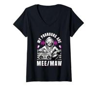 Donna My Pronouns Are Mee Maw Funny Hip Hop Grandma Meme Gifts Maglietta con Collo a V