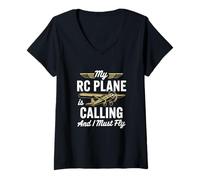 Donna My RC Plane Is Calling I Must Fly Maglietta con Collo a V