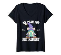 Donna My Retirement Plan Ski Mom GNOME Women Retired Grandma Life Maglietta con Collo a V