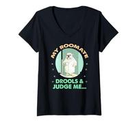 Donna MY ROOMATE DROOLS AND JUDGE ME Maglietta con Collo a V