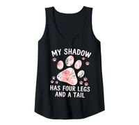 Donna My Shadow Has Four Legs Floral Paw Citazione Dog Cat Lovers Canotta