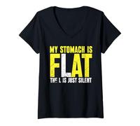 Donna My Stomach is Flat The L is just Silent Maglietta con Collo a V