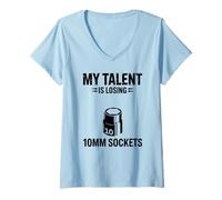 Donna My Talent Is Losing 10MM Sockets Car Guy Meme Meccanico di Auto Maglietta con Collo a V