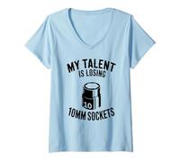 Donna My Talent Is Losing 10MM Sockets Meccanico Joke Car Guy Maglietta con Collo a V
