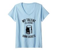 Donna My Talent Is Losing 10MM Sockets Meccanico Joke Car Guy Maglietta con Collo a V