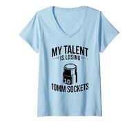 Donna My Talent Is Losing - Prese da 10 mm, per Auto e Meccanici Divertenti Maglietta con Collo a V