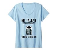 Donna My Talent Is Losing - Prese da 10 mm, per Auto e Meccanici Divertenti Maglietta con Collo a V