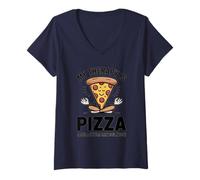 Donna My Therapy Is Pizza Divertente Mindfulness Foodie Yoga Umorismo Maglietta con Collo a V