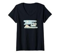 Donna My Time Is Now - Design retrò per Campeggio e Avventure Maglietta con Collo a V