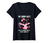 Donna My Tummy Hurts But Im Being Really Brave About It Funny Cat Maglietta con Collo a V