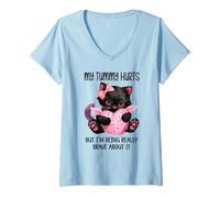 Donna My Tummy Hurts But I'm Being Really Brave About It Funny Cat Maglietta con Collo a V