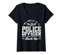 Donna My Uncle Is A Police Officer Don't Make Me Call for Back Up Maglietta con Collo a V