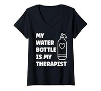 Donna My Water Bottle is My Therapist Funny Hydration Maglietta con Collo a V
