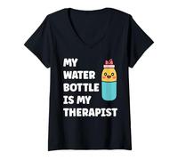 Donna My Water Bottle is My Therapist Funny Hydration Maglietta con Collo a V